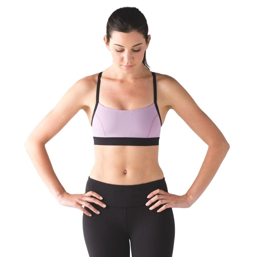 Lululemon Rise And Run Sports Bra Womens XS Purple Black Athletic Yoga Sports